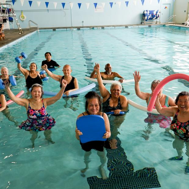 Patients Having Aquatics Activity on Pool