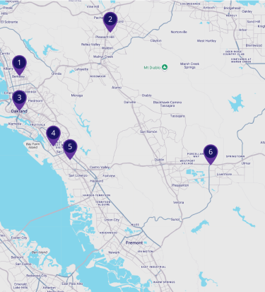 Map of East Bay of California